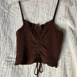 Miss Love Brown Cropped Tank Top
